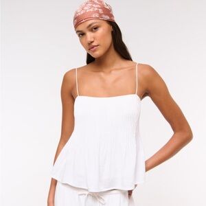 Abercrombie & Fitch White Pintuck Cami
